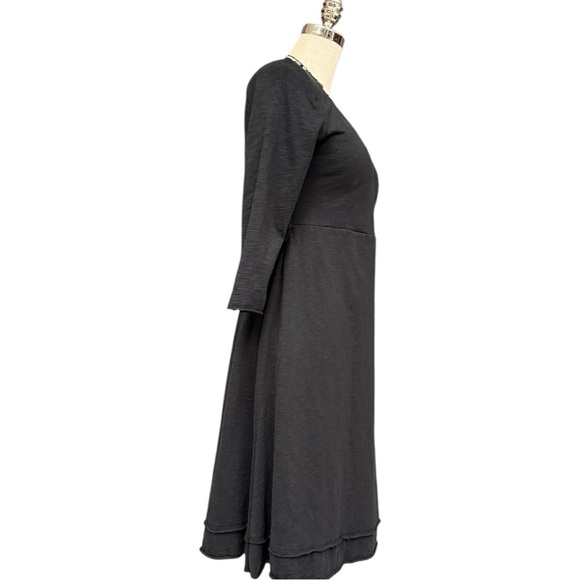 Leallo Black Wrap Dress Cotton Half Sleeve Size Medium EUC Casual Travel Dress - Picture 5 of 10